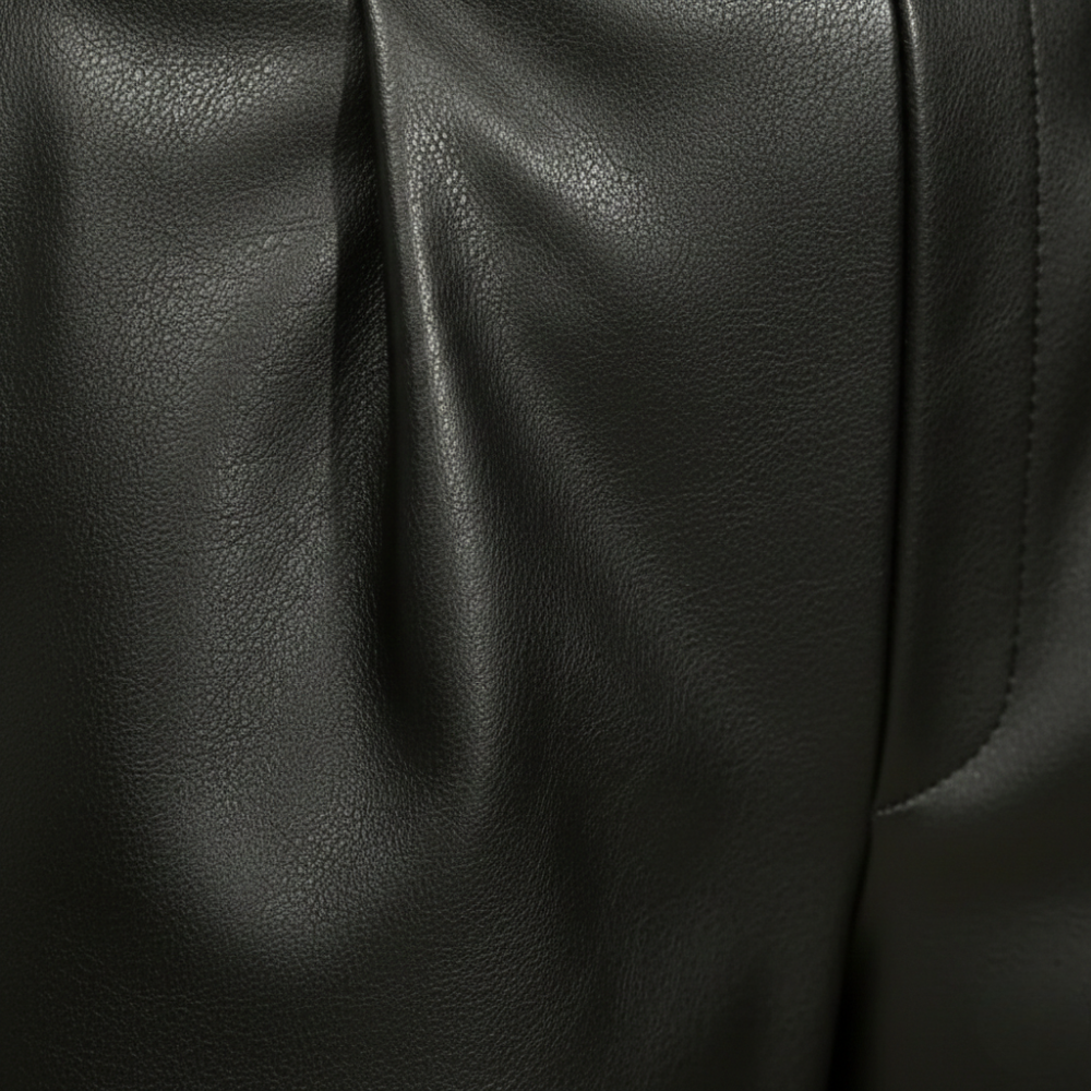 Women's high-waisted leather wide-leg trousers Fashion Grand