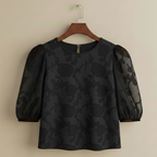 Women's chiffon round neck puff sleeve blouse Fashion Grand