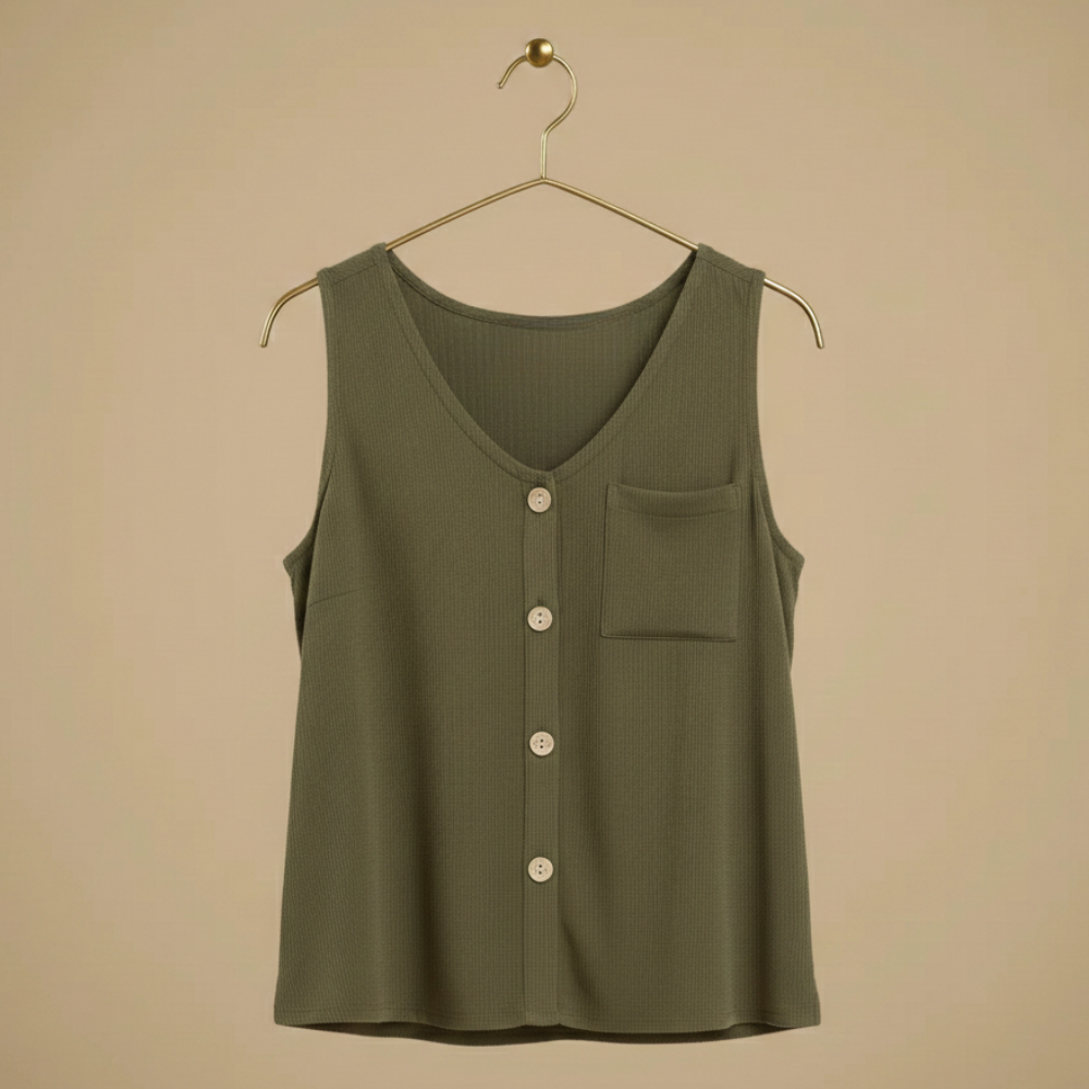 Women's summer sleeveless button-front top Fashion Grand