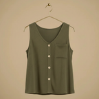 Women's summer sleeveless button-front top Fashion Grand