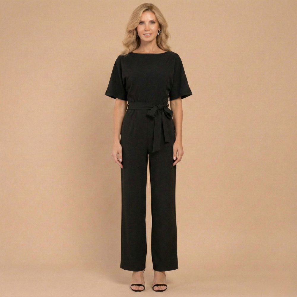 Women's casual relaxed fit wide leg jumpsuit with tie waist Fashion Grand