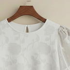 Women's chiffon round neck puff sleeve blouse Fashion Grand