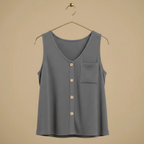 Women's summer sleeveless button-front top Fashion Grand