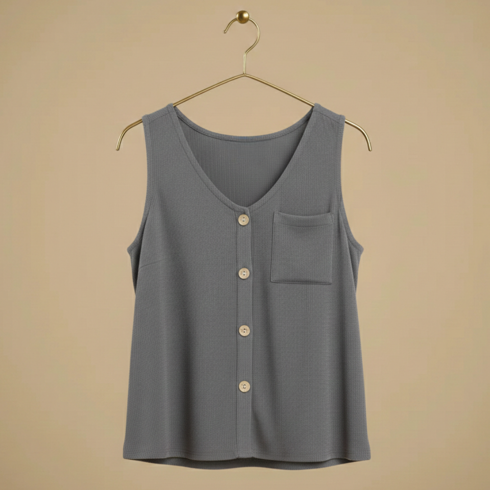 Women's summer sleeveless button-front top Fashion Grand