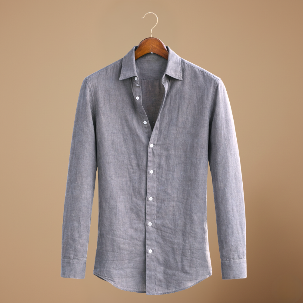 Men's modern long sleeve shirt with tailored slim fit cut Fashion Grand