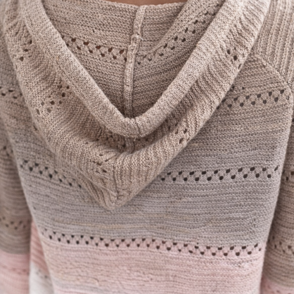 Women’s hooded long sleeve crochet pullover jumper Fashion Grand