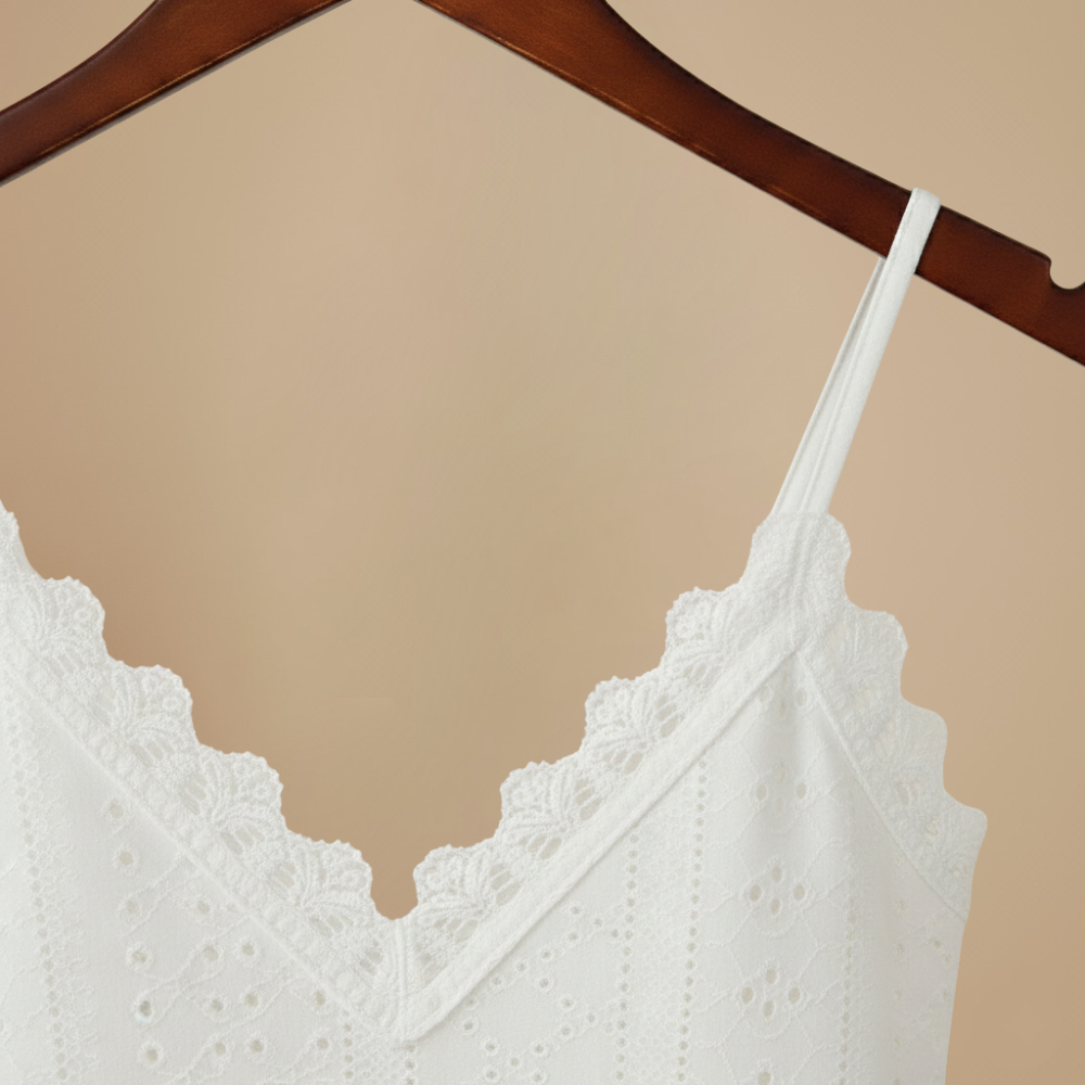 Women’s lace trim v-neck cropped camisole top Fashion Grand