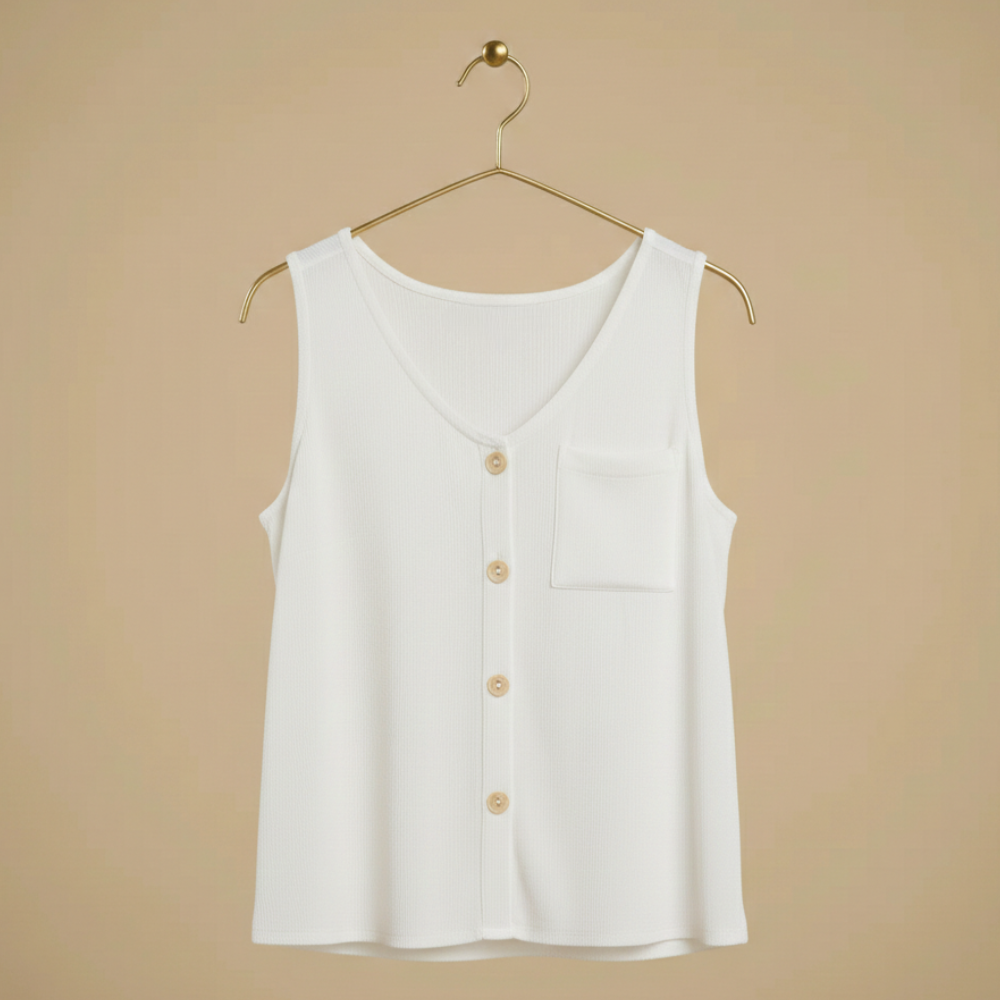 Women's summer sleeveless button-front top Fashion Grand