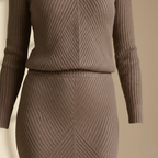 Women's high collar knitted sweater and skirt set Fashion Grand