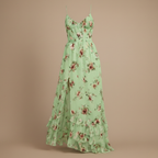 Women’s floral lace trim sleeveless  maxi dress Fashion Grand