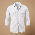 Men's casual long sleeve shirt with dual chest pockets Fashion Grand