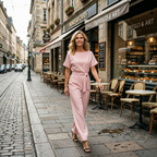 Women's casual relaxed fit wide leg jumpsuit with tie waist Fashion Grand