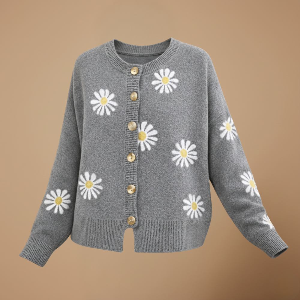 Women's floral embroidered button-up cardigan Fashion Grand
