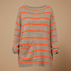 Women's striped wide neck relaxed fit jumper Fashion Grand