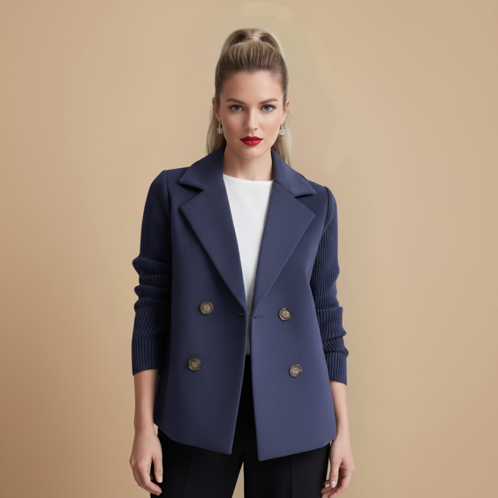 Wool Blend Double-Breasted Women's Blazer Fashion Grand
