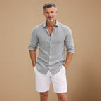 Men's casual slim fit long sleeve shirt with button closure Fashion Grand