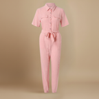 Women’s casual jumpsuit with button closure and waist tie Fashion Grand