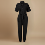 Women’s casual jumpsuit with button closure and waist tie Fashion Grand