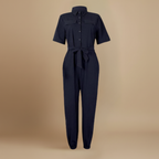Women’s casual jumpsuit with button closure and waist tie Fashion Grand
