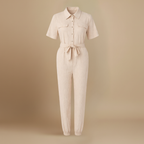Women’s casual jumpsuit with button closure and waist tie Fashion Grand