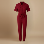 Women’s casual jumpsuit with button closure and waist tie Fashion Grand