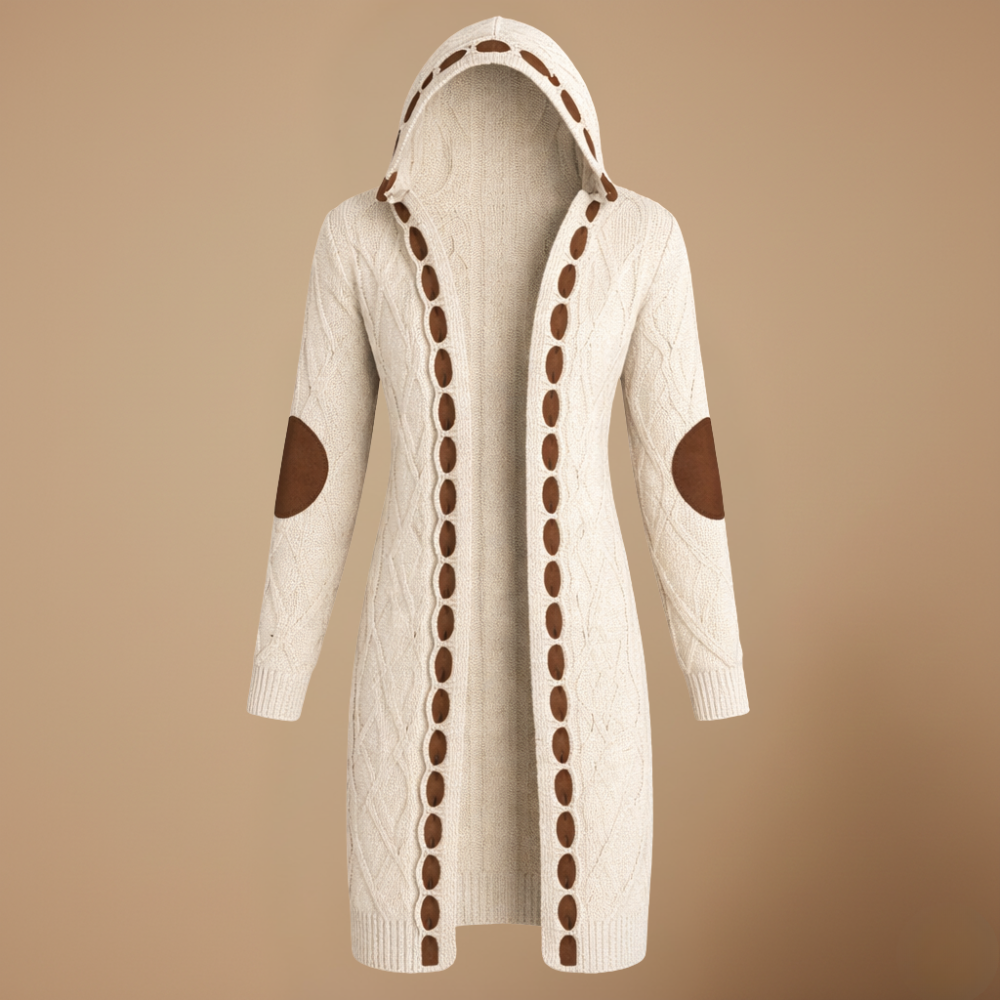 Women's long knitted hooded cardigan Fashion Grand