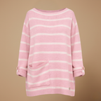 Women's striped wide neck relaxed fit jumper Fashion Grand