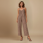 Women’s casual chic leopard print wide leg jumpsuit Fashion Grand
