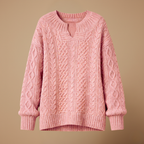 Women's oversized v-neck thick cable sweater Fashion Grand