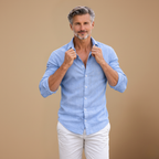 Men's casual slim fit long sleeve shirt with button closure Fashion Grand