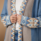 Women's open-front mid-length patterned cardigan Fashion Grand