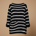 Women's striped wide neck relaxed fit jumper Fashion Grand