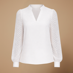 Women's v-neck long sleeve detail blouse Fashion Grand
