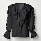 Women’s ruffle v-neck long sleeve blouse Fashion Grand