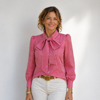 Women’s casual bow tie plaid loose fit blouse Fashion Grand