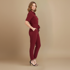 Women’s casual jumpsuit with button closure and waist tie Fashion Grand