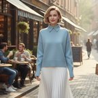 Women's collared long sleeve knitted pullover sweater Fashion Grand