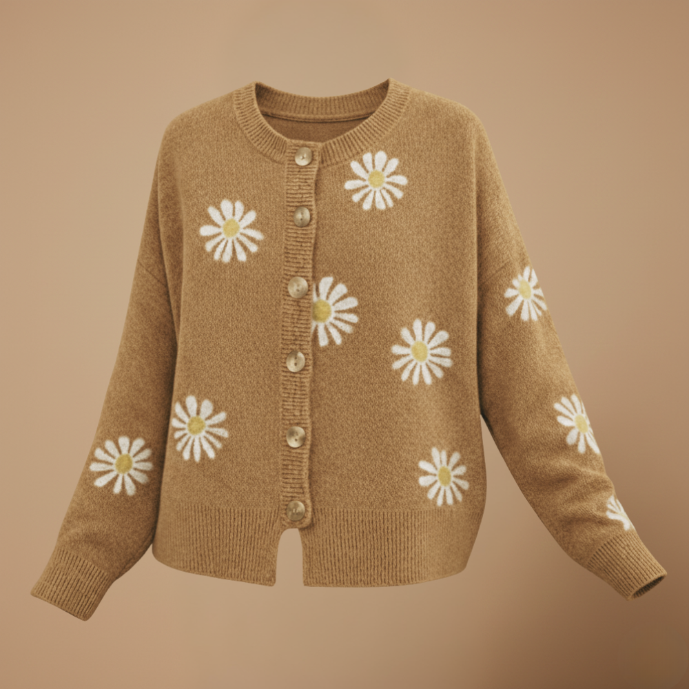 Women's floral embroidered button-up cardigan Fashion Grand