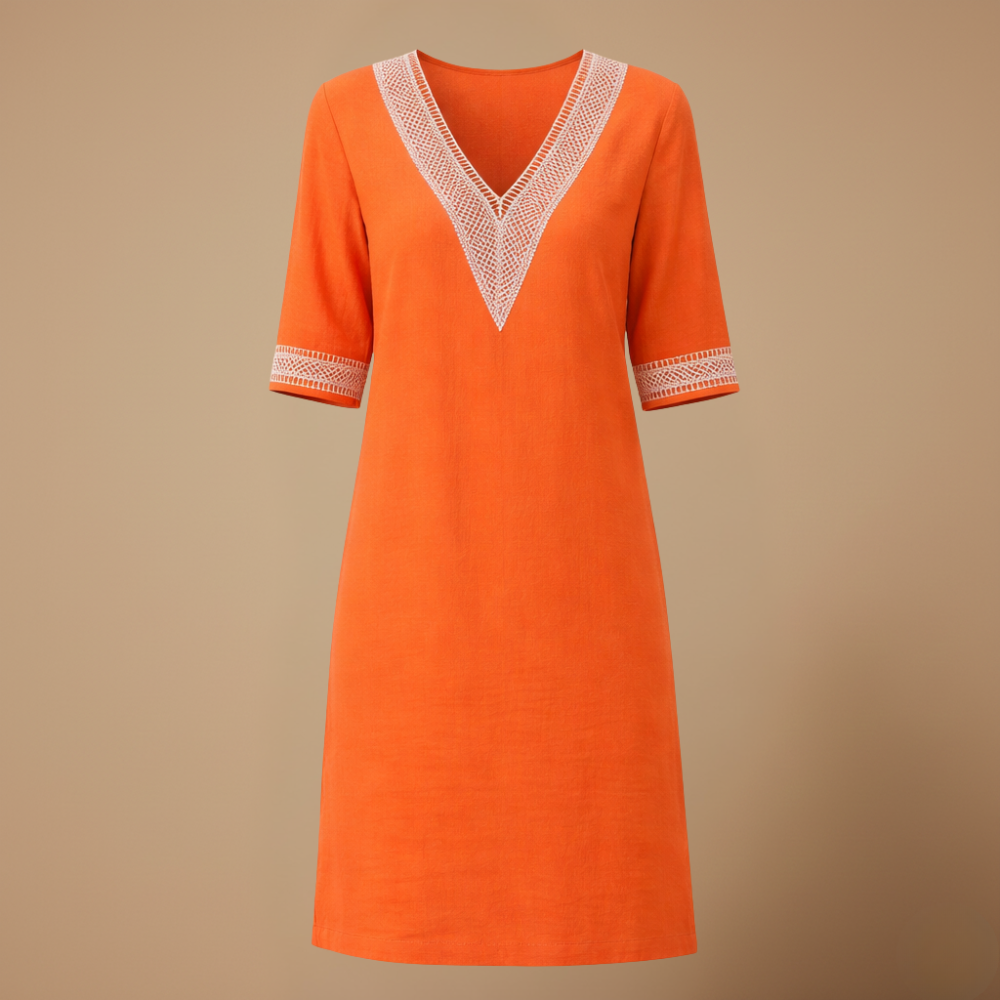 Women's mid-length v-neck summer dress Fashion Grand