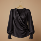 Women's v neck long lantern sleeve blouse Fashion Grand