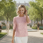 Women's chiffon round neck puff sleeve blouse Fashion Grand