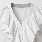 Women’s ruffle v-neck long sleeve blouse Fashion Grand