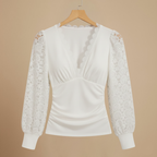 Women’s long sleeve lace v-neck blouse Fashion Grand