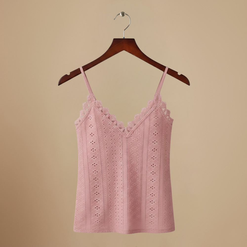 Women’s lace trim v-neck cropped camisole top Fashion Grand