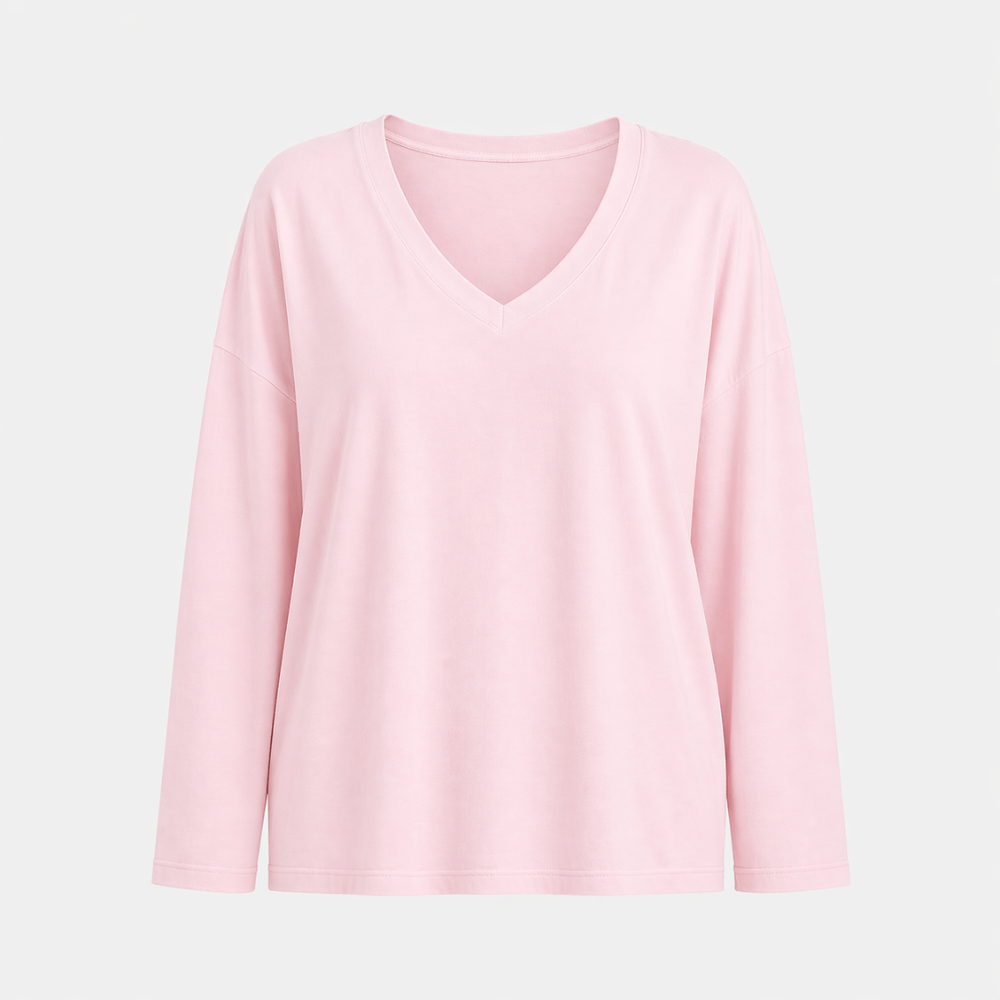 Women’s relaxed v-neck long sleeve blouse Fashion Grand