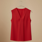 Women's simple pleated sleeveless v-neck blouse Fashion Grand