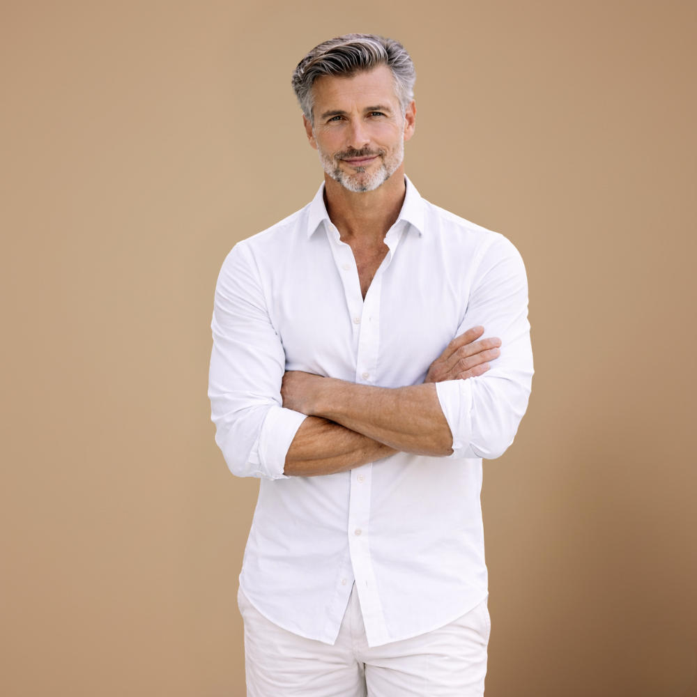Men's casual slim fit long sleeve shirt with button closure Fashion Grand
