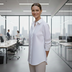 Women's elegant v-neck button up shirts