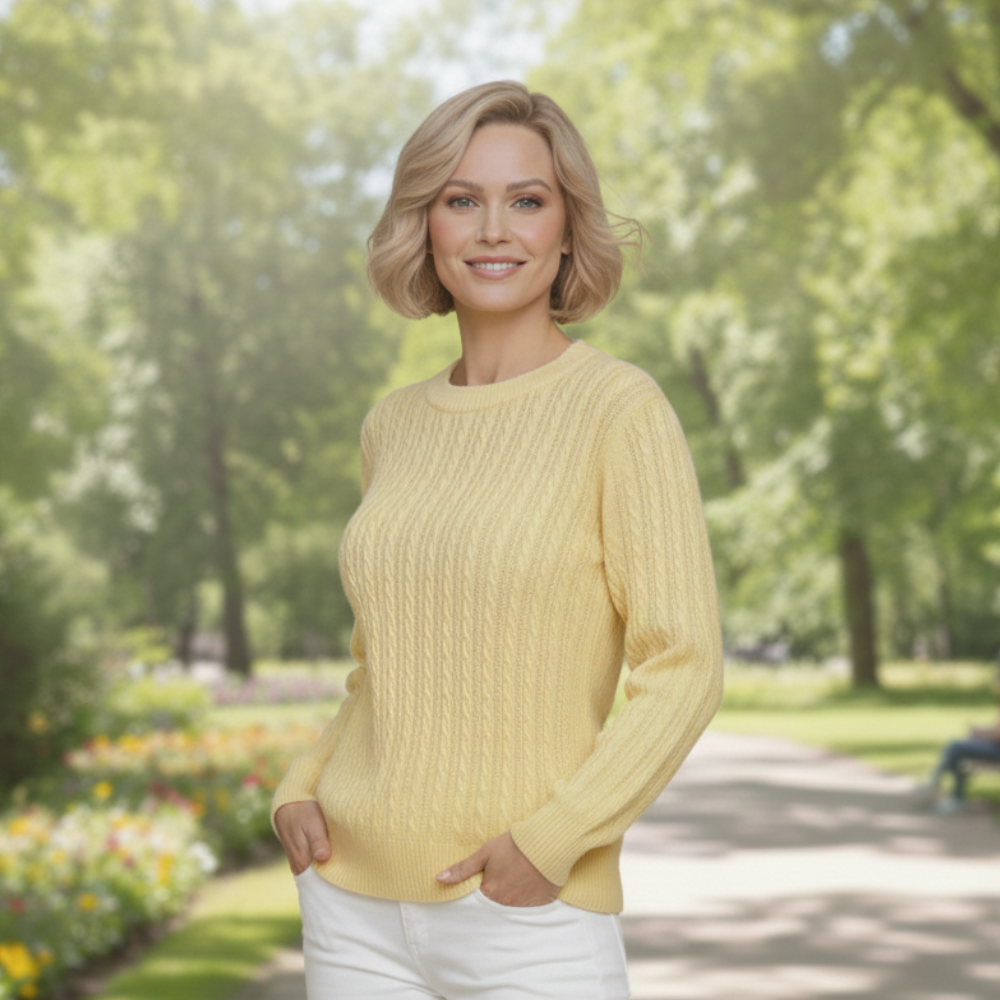 Women’s round neck long sleeve knit sweater Fashion Grand