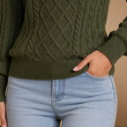 Women’s square collar buttoned long sleeve pullover jumper Fashion Grand